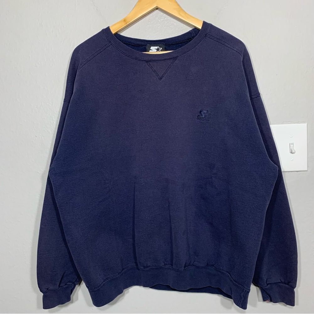 Vintage 90s‎ Starter Navy Blue Embroidered Sweatshirt Large Grunge Essential
